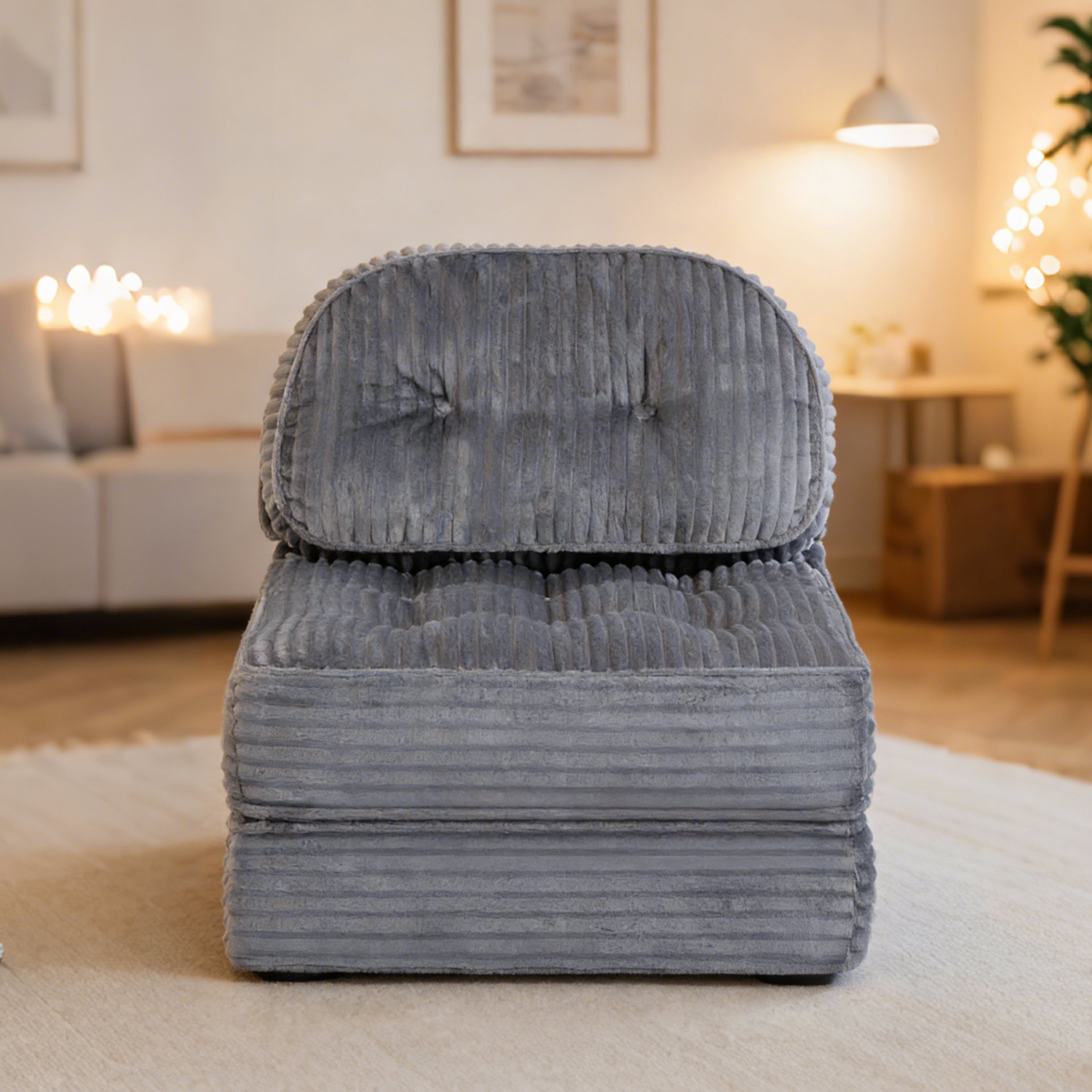 Pop-Up Compression Sofa, Single/Double Seat Options, Corduroy Multifunctional Sofa Bed for Small Apartments, Balconies & Dorms, No Assembly Required