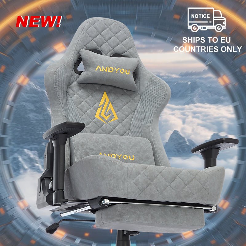 ANDYOU (Upgraded from SYMINO) Vintage PU Leather Ergonomic Gaming Chair.Grey