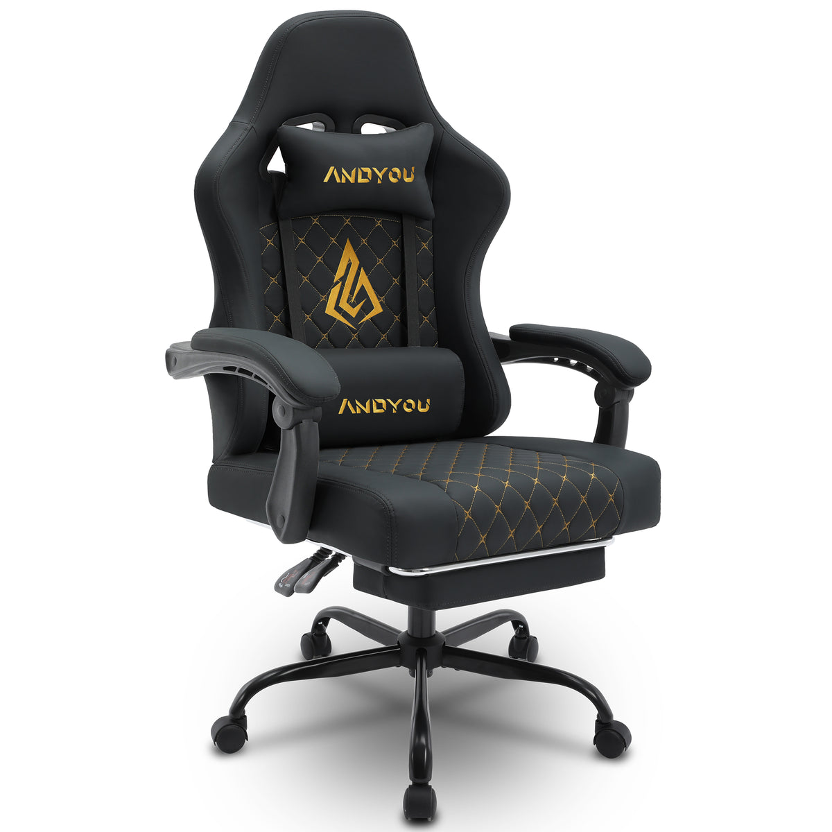 ANDYOU (Upgraded from SYMINO): Ergonomic PU Leather Racing Style Gaming Chair - Comfortable and Adjustable, Black