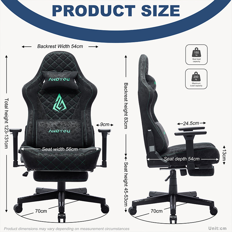 ANDYOU (Upgraded from SYMINO) Vintage PU Leather Ergonomic Gaming Chair.Black