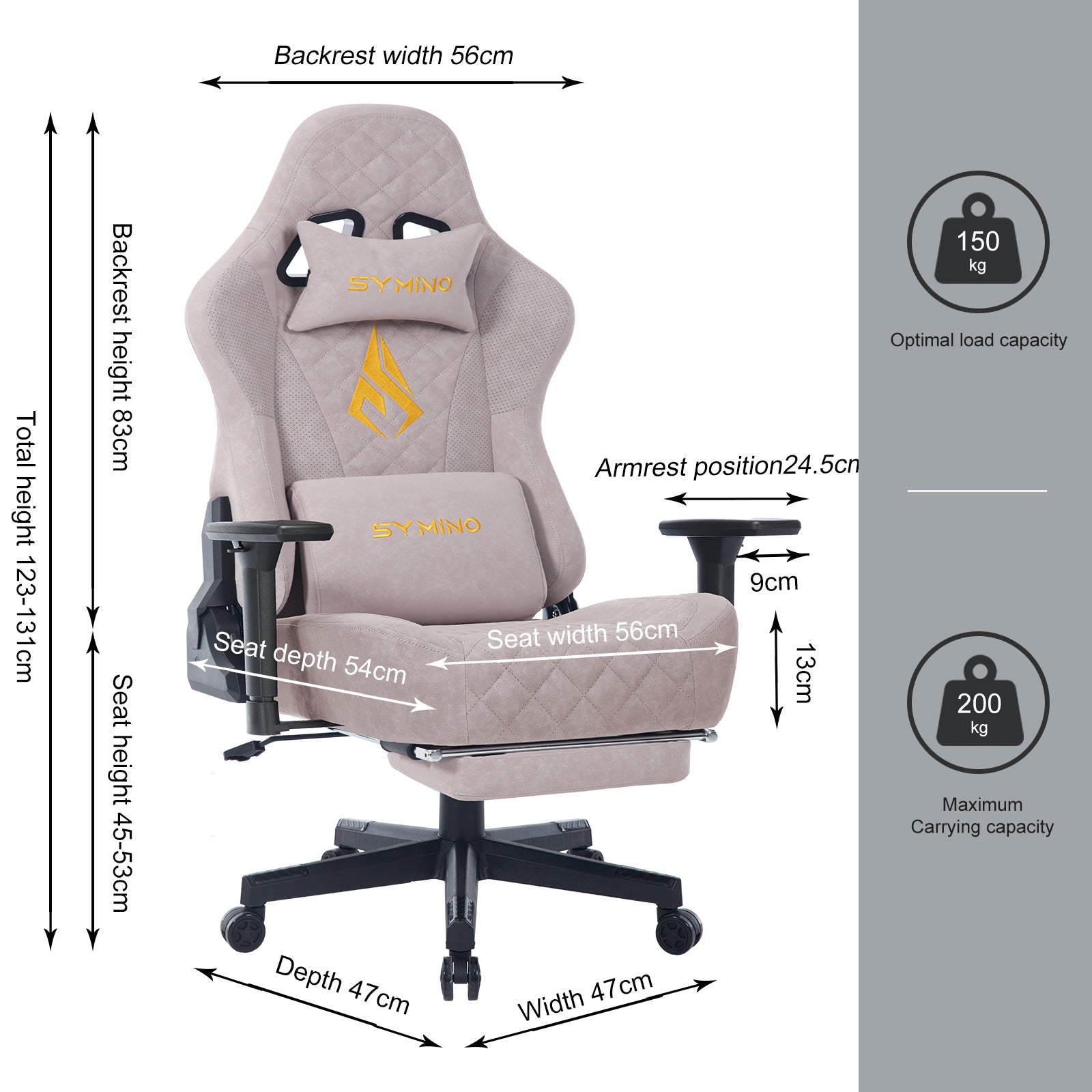 SYMINO Vintage PU Leather  Ergonomic Gaming Chair.Pink