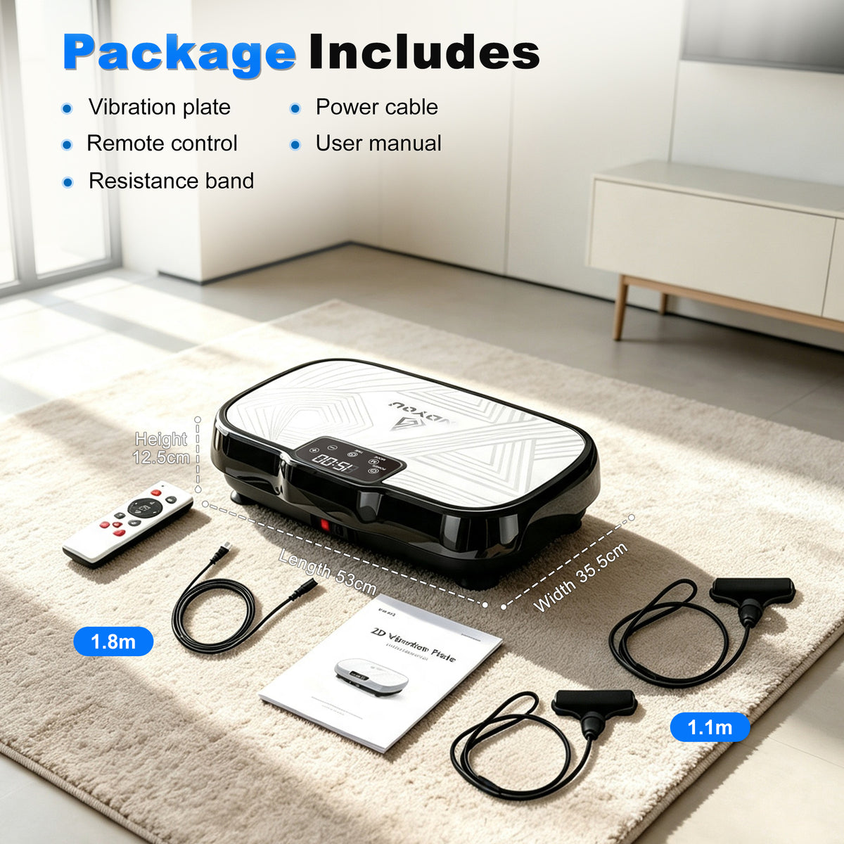 Vibration Plate Weight Loss Machine – 150 Levels Vibration Fitness Trainer with Bluetooth Music, Resistance Bands & Remote – Home Gym Body Shaper for Women & Men