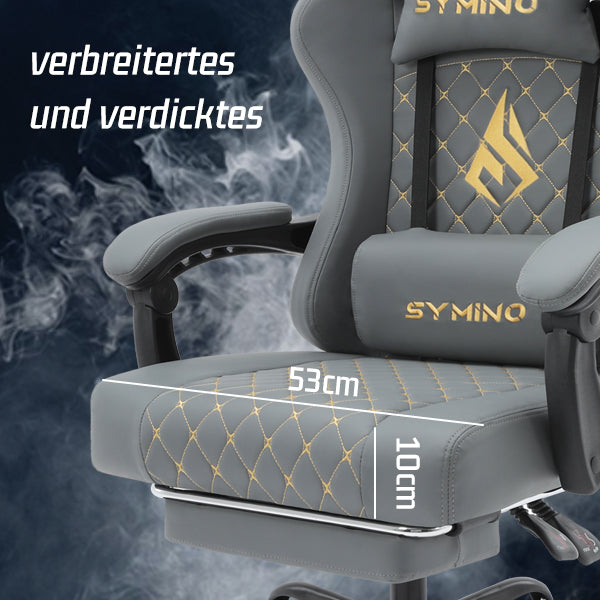 SYMINO Ergonomic PU Leather Racing Style Gaming Chair - Comfortable and Adjustable, Grey.