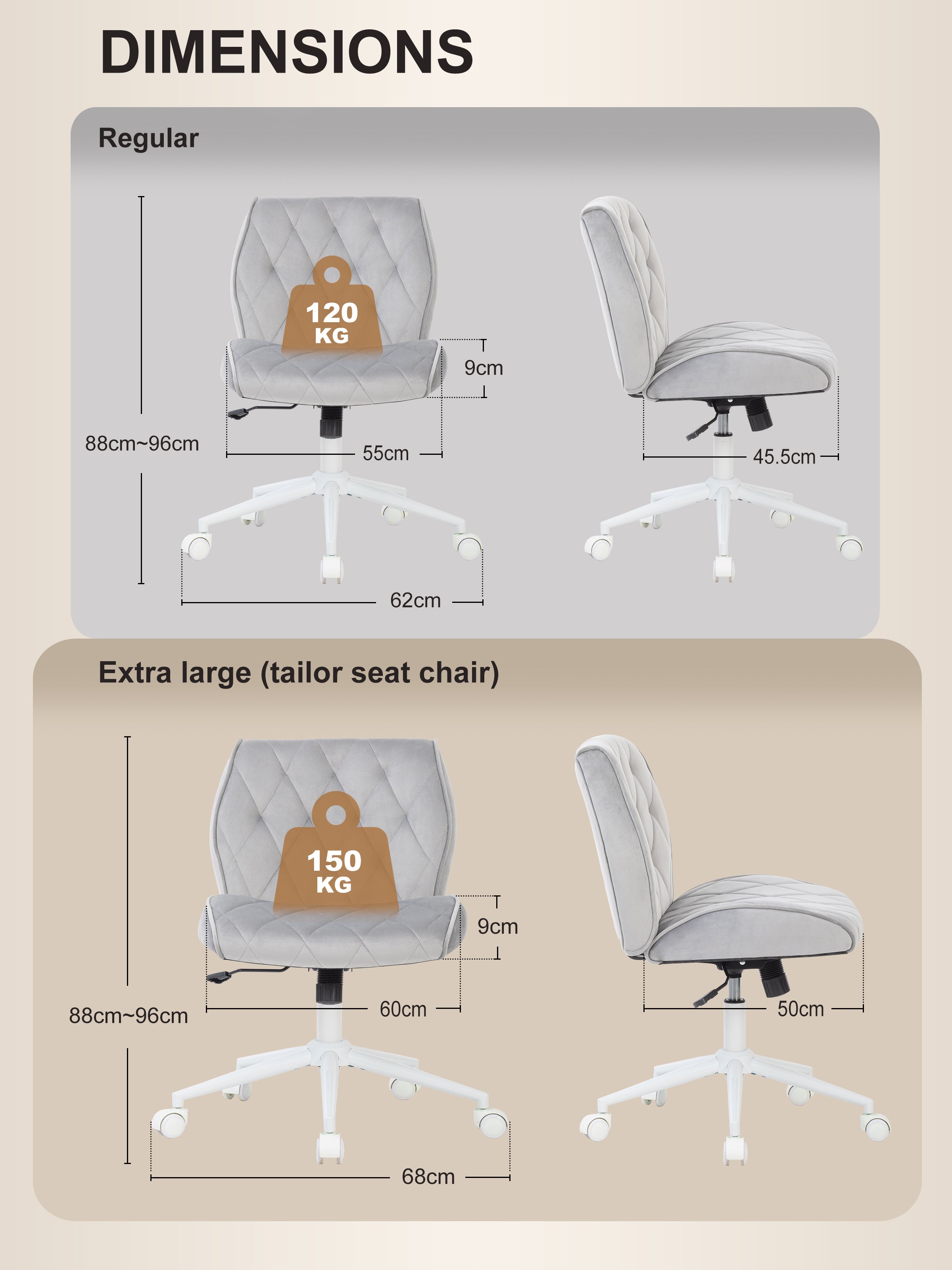 SYMINO Adjustable Makeup Vanity Chair – Suede-Feel Comfort, Ergonomic Design & Multiple Sizes for a Perfect Fit
