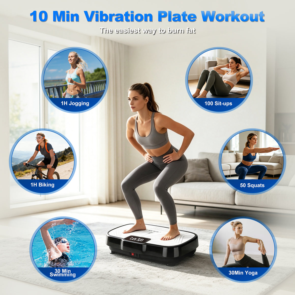 Vibration Plate Weight Loss Machine – 150 Levels Vibration Fitness Trainer with Bluetooth Music, Resistance Bands & Remote – Home Gym Body Shaper for Women & Men
