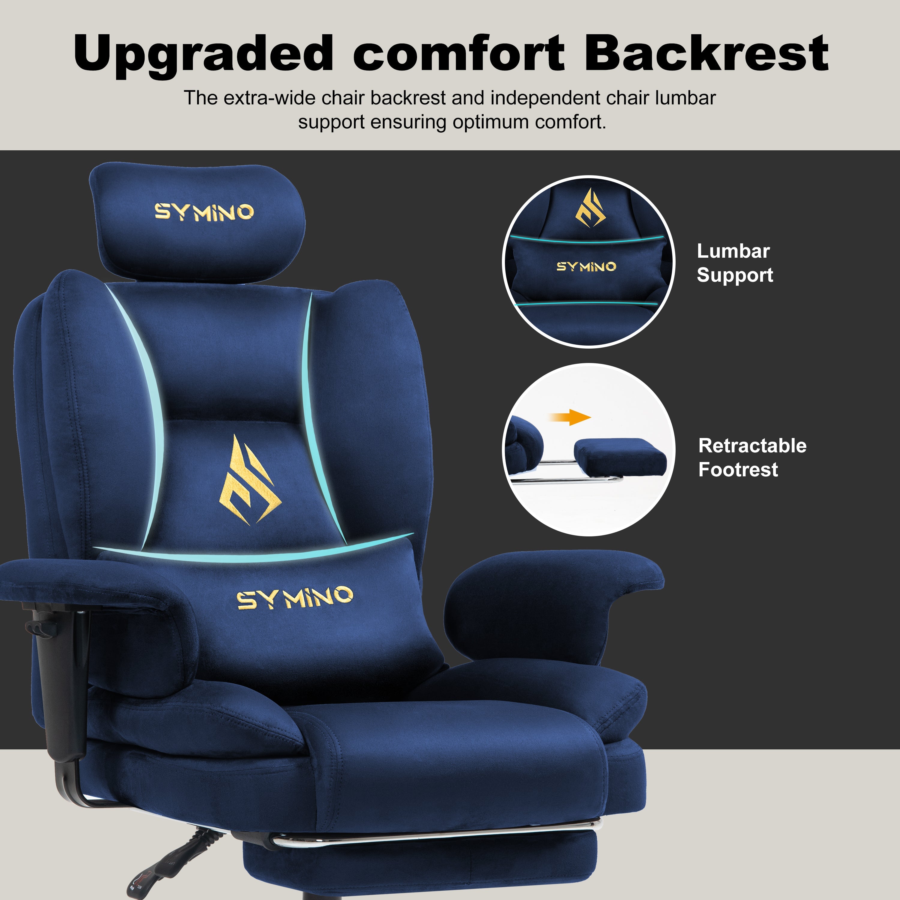 SYMINO Sofa Gaming Chair, Gamer Chair, Ergonomic Sofa Chair with Faux Fur Meow Love, DarkBlue