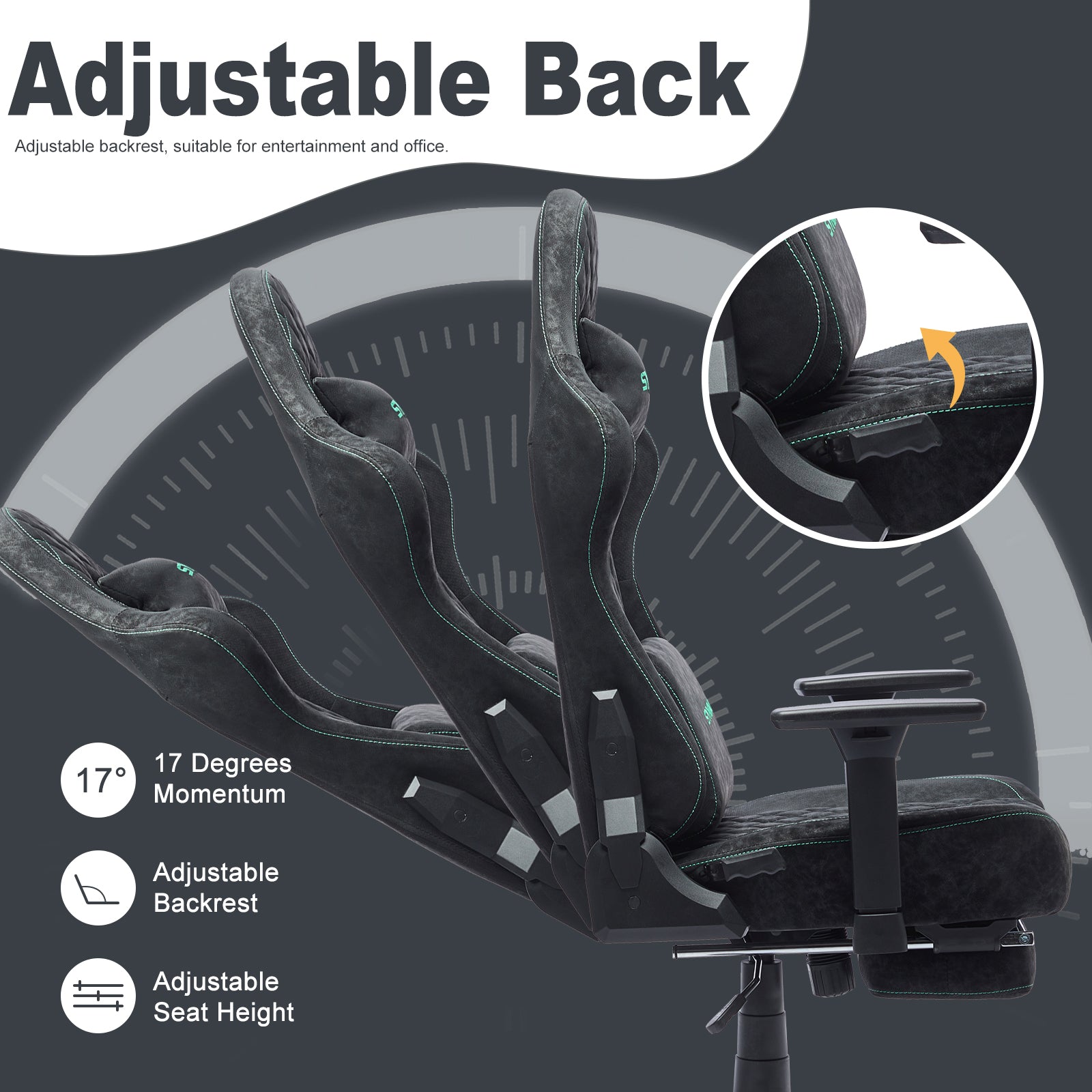 SYMINO Vintage PU Leather Ergonomic Gaming Chair.Black