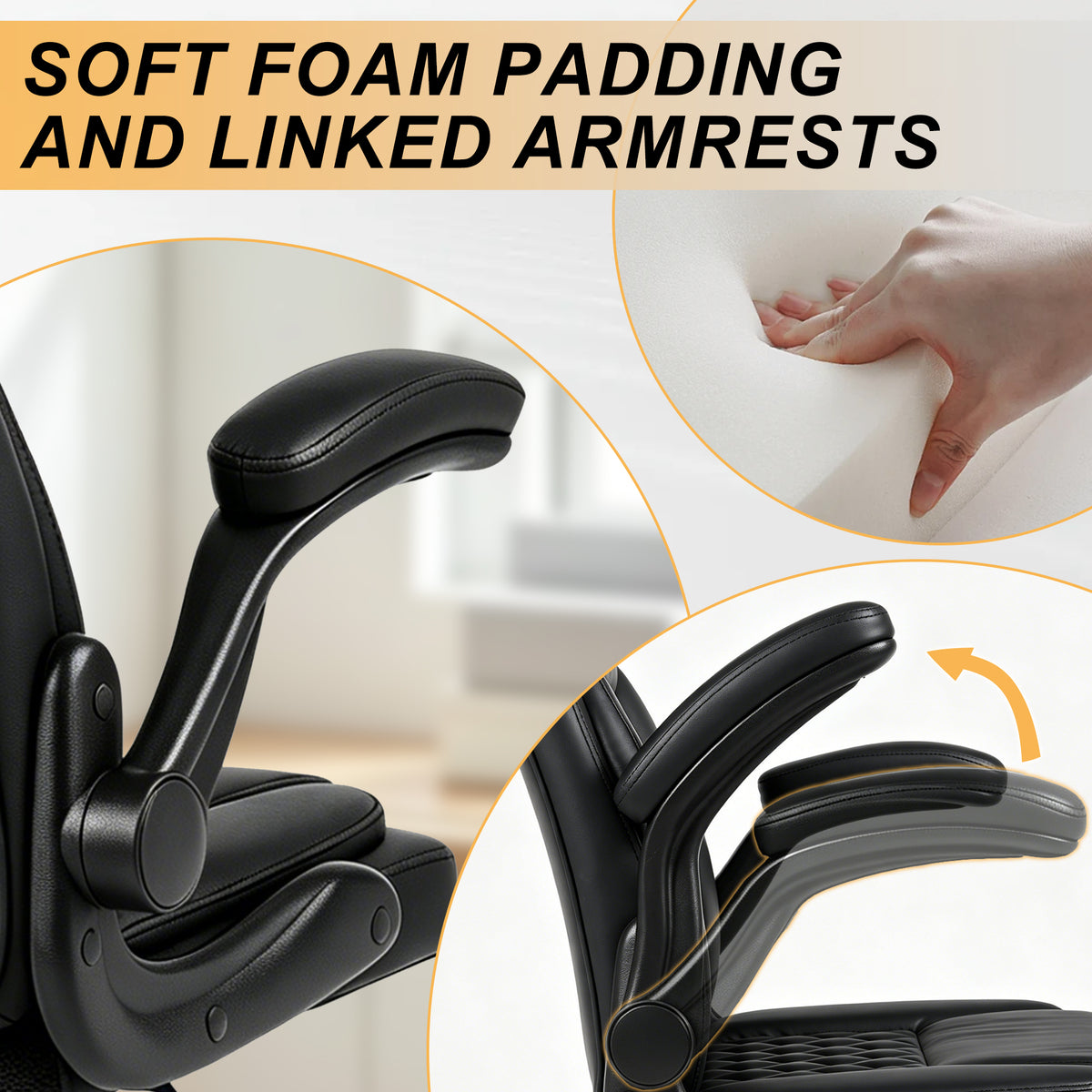 High-Back Executive Office Chair with Padded Armrests & 17° Rocking Function