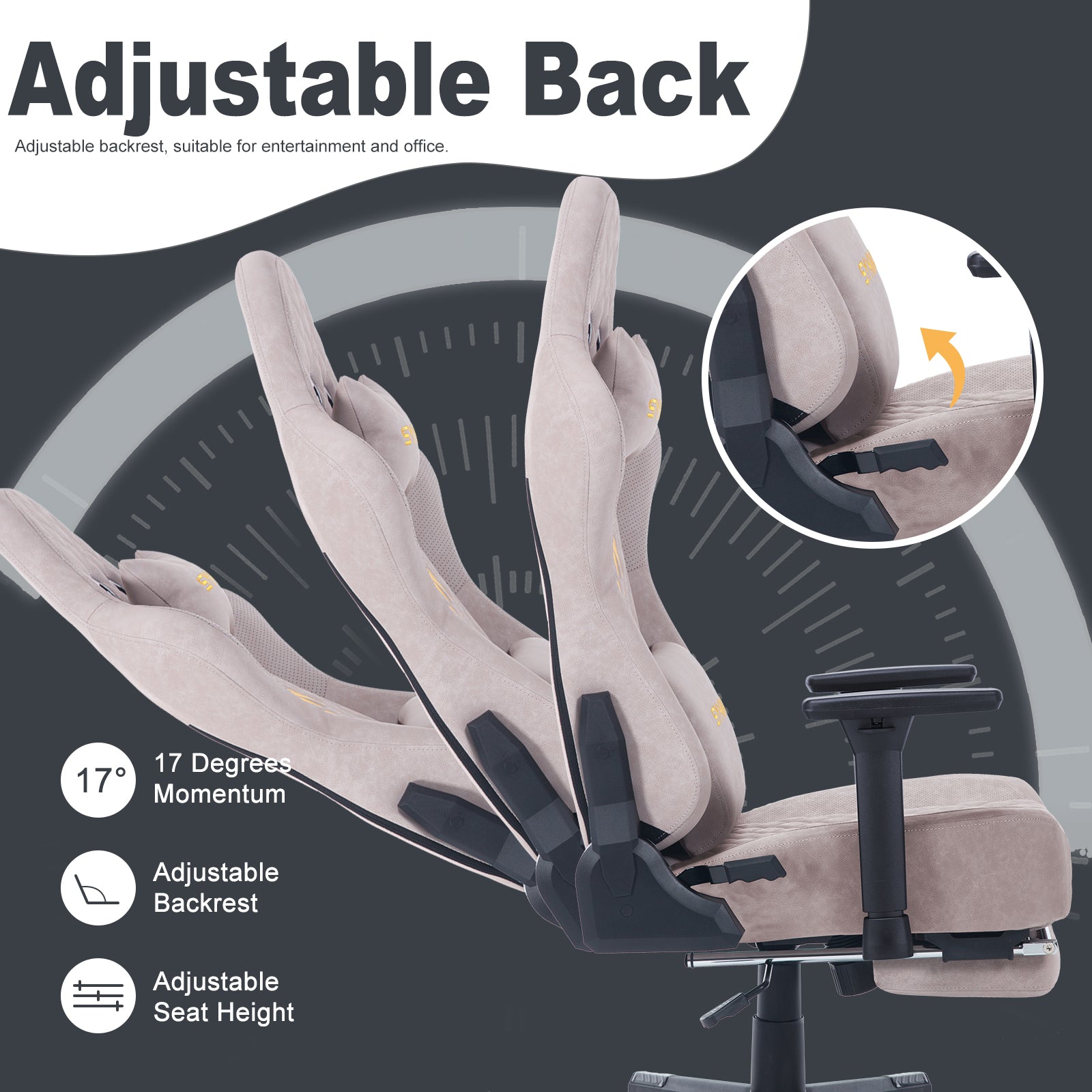 SYMINO Vintage PU Leather Ergonomic Gaming Chair.Pink