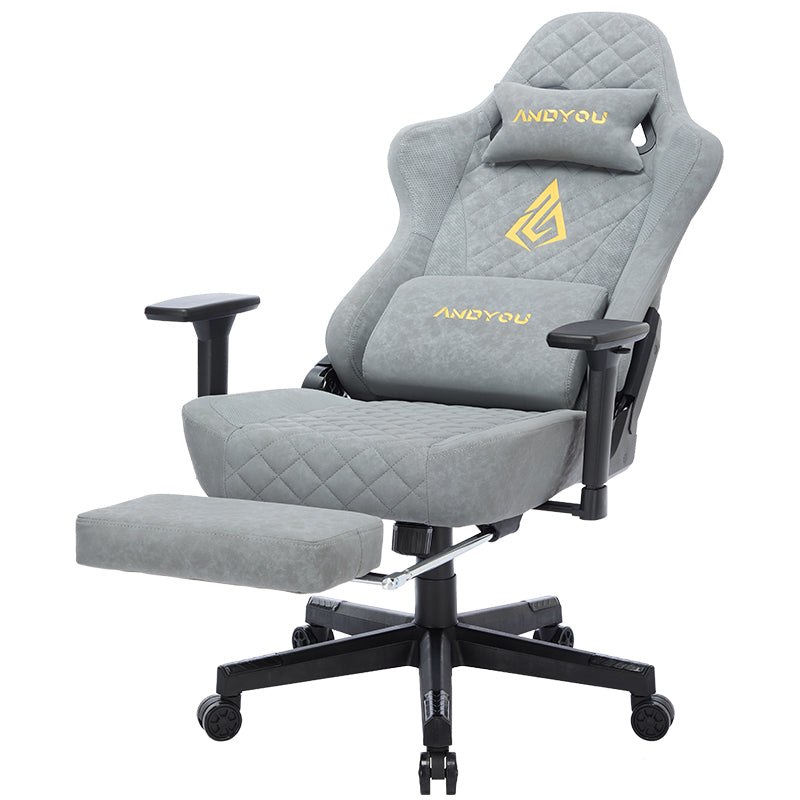 ANDYOU (Upgraded from SYMINO) Vintage PU Leather Ergonomic Gaming Chair.Grey