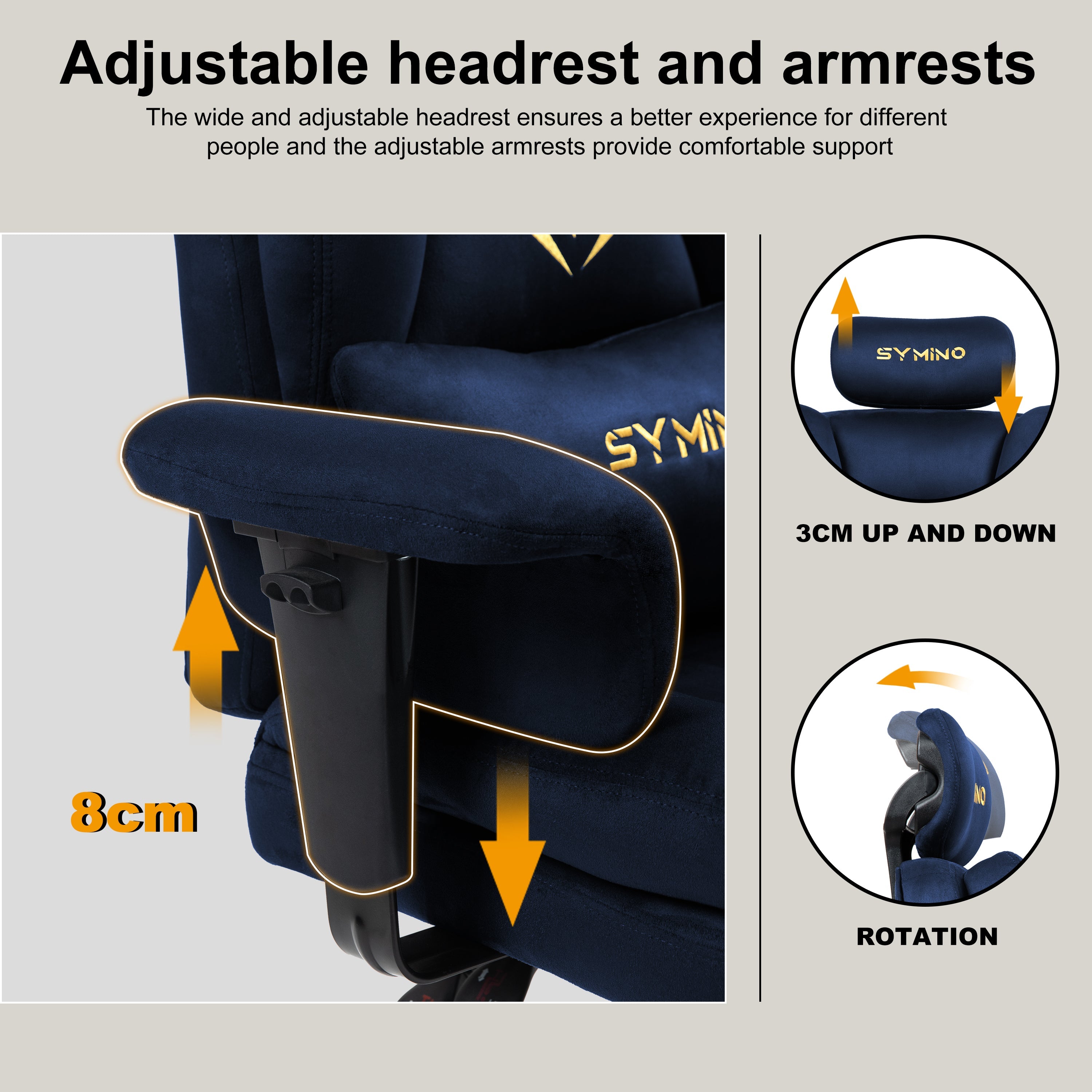 SYMINO Sofa Gaming Chair, Gamer Chair, Ergonomic Sofa Chair with Faux Fur Meow Love, DarkBlue