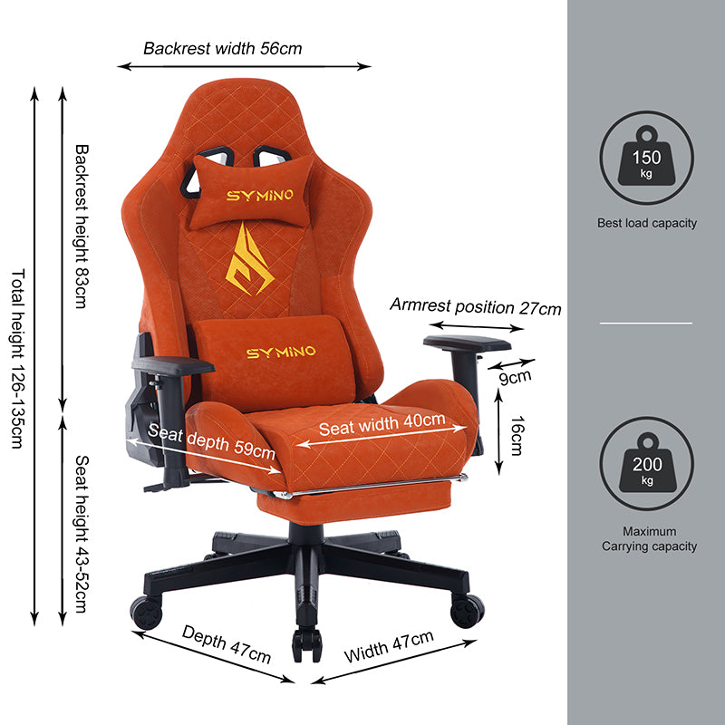 SYMINO Vintage PU Leather  Ergonomic Gaming Chair.Orange
