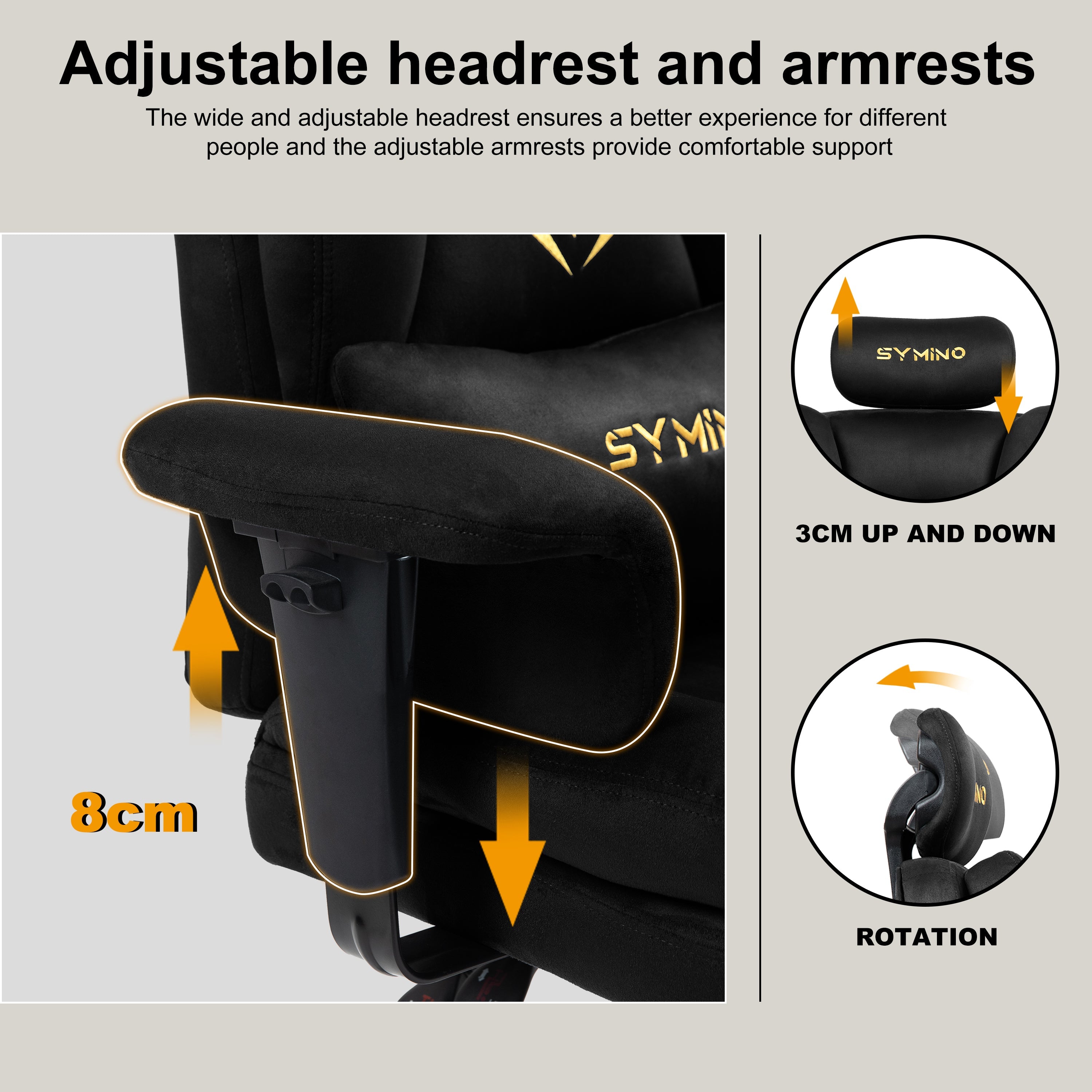 SYMINO Sofa Gaming Chair, Gamer Chair, Ergonomic Sofa Chair with Faux Fur Meow Love, Black