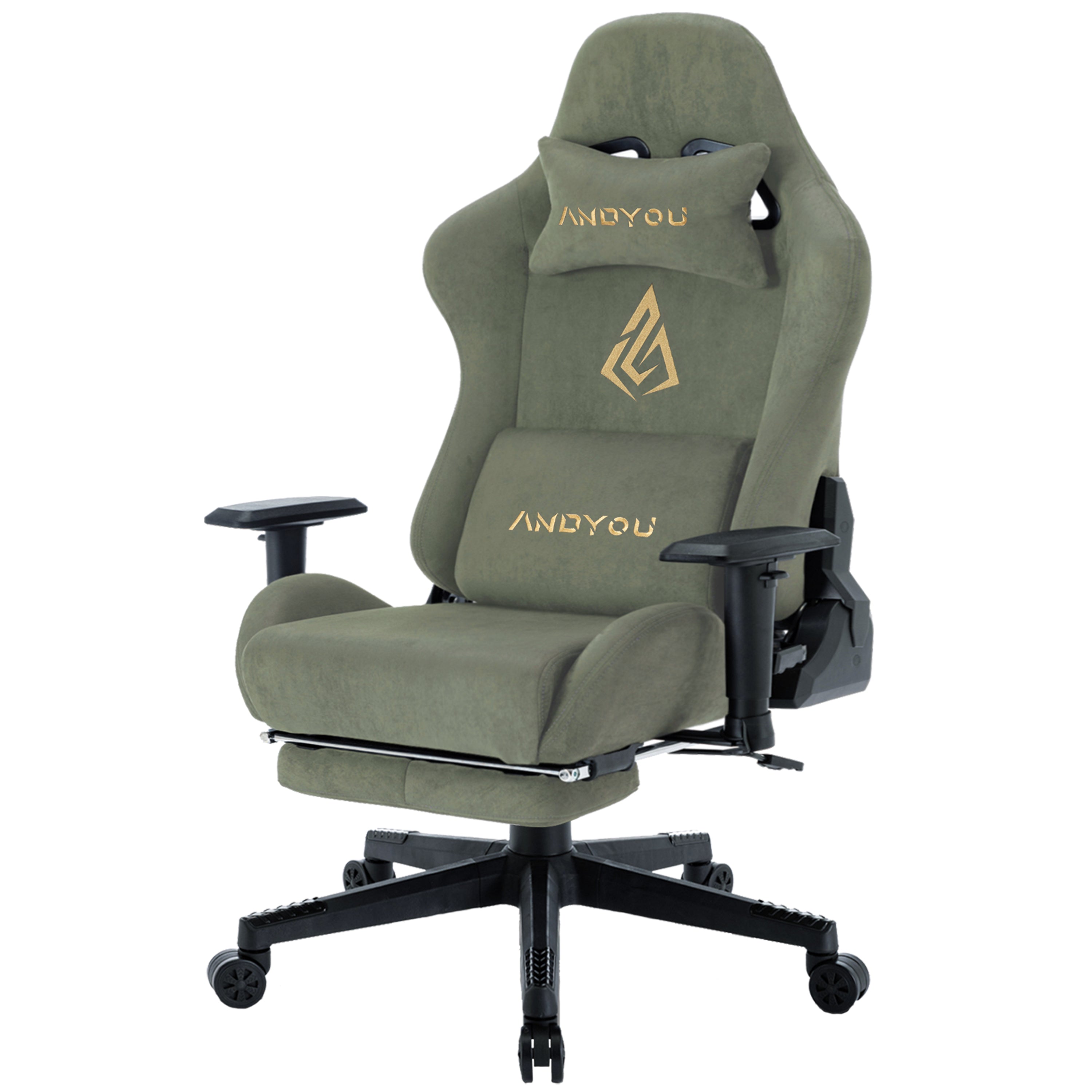 ANDYOU (Upgraded from SYMINO): Green Premium Breathable Ergonomic Gaming Chair - Adjustable, Rotating, with Footrest