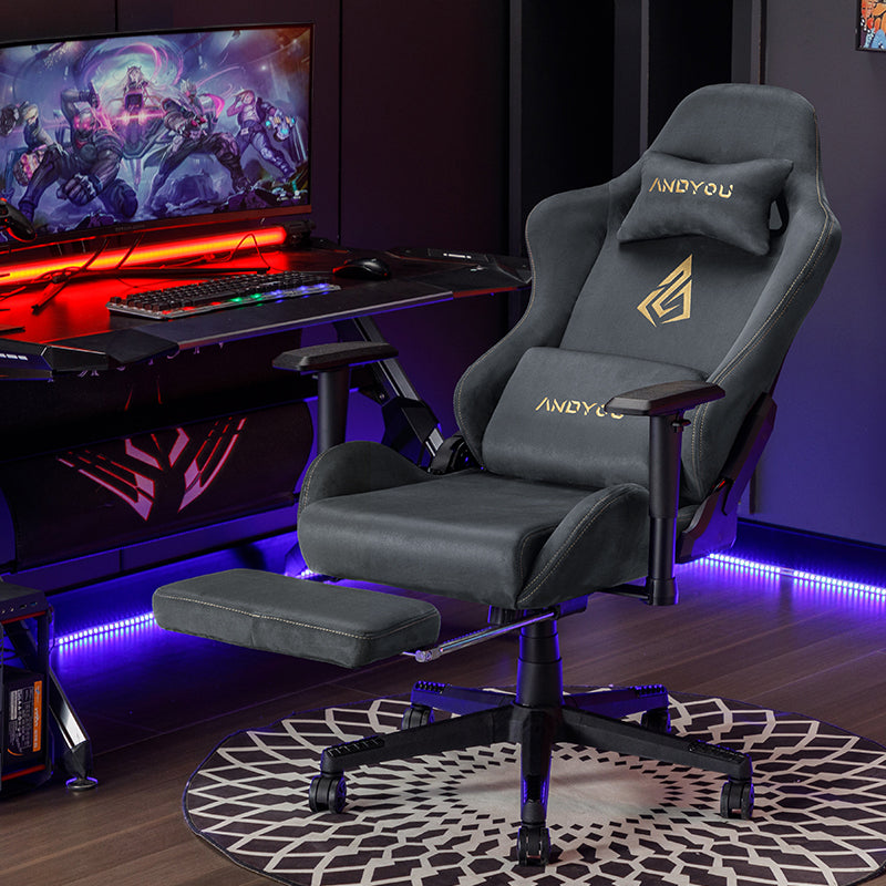 ANDYOU (Upgraded from SYMINO): Grey Premium Breathable Ergonomic Gaming Chair - Adjustable, Rotating, with Footrest