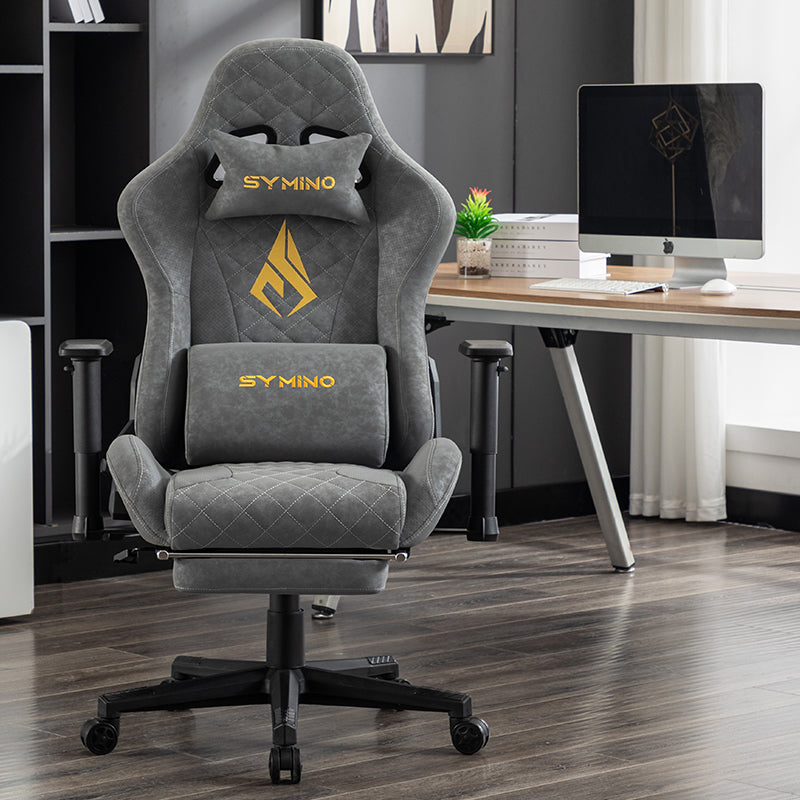 SYMINO Vintage PU Leather  Ergonomic Gaming Chair.Grey