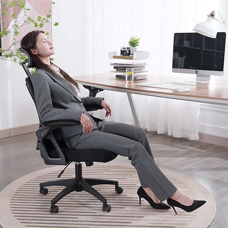 SYMINO Faux Fur+ Mesh Office Chair , rotating rocker function.Black