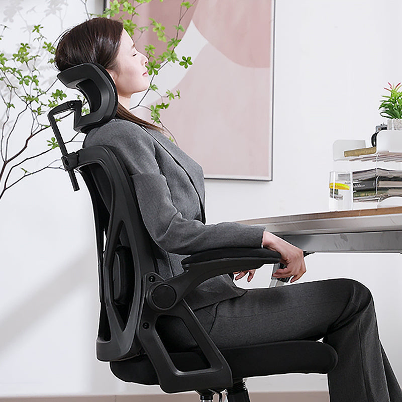 SYMINO Faux Fur+ Mesh Office Chair , rotating rocker function.Black