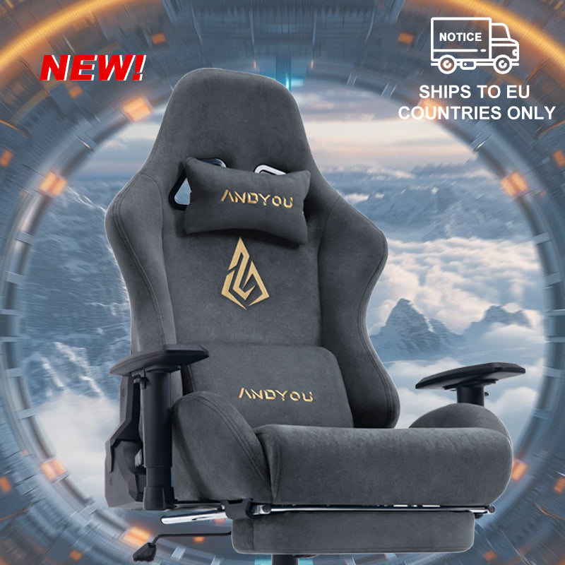 ANDYOU (Upgraded from SYMINO): Grey Premium Breathable Ergonomic Gaming Chair - Adjustable, Rotating, with Footrest