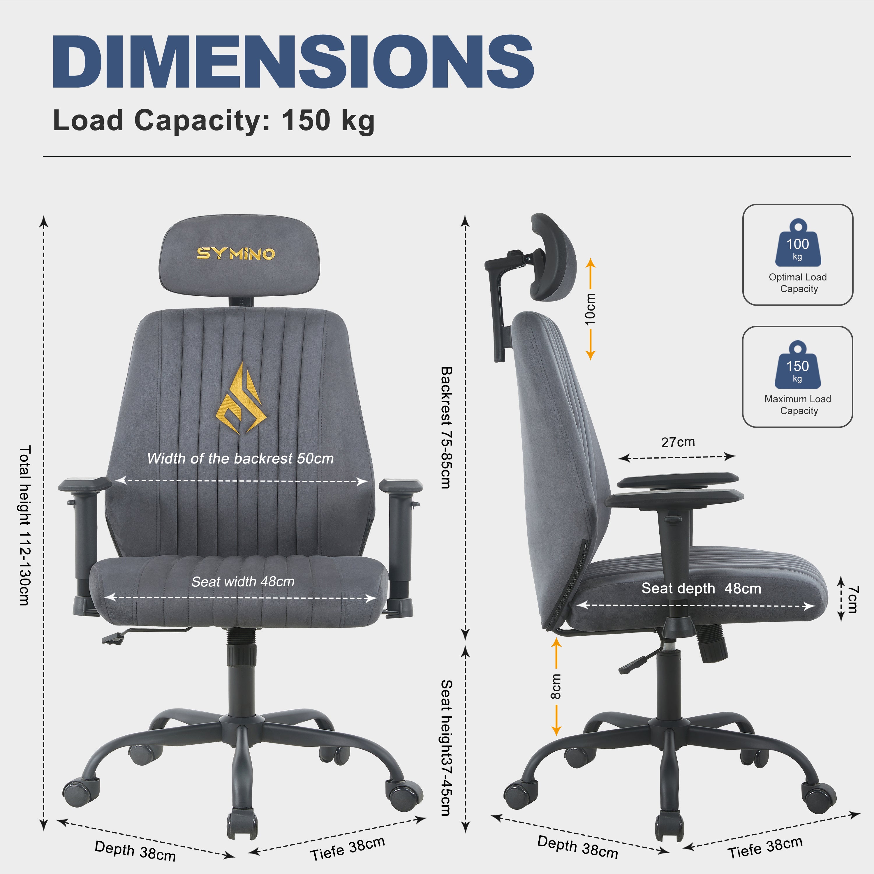 Symino Gaming Office Chair | Rocking, Adjustable Height, Swivel Seat, 150KG Capacity