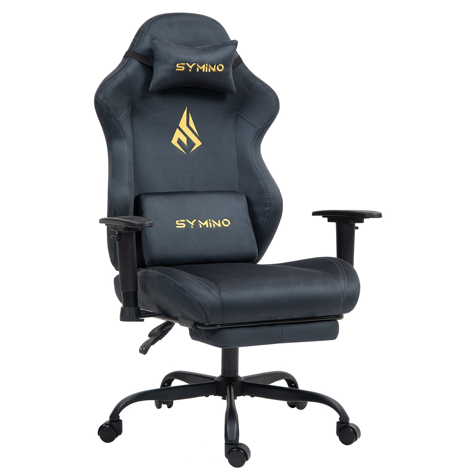 SYMINO Ergonomic Gaming Chair with Footrest, Breathable and Adjustable, Grey