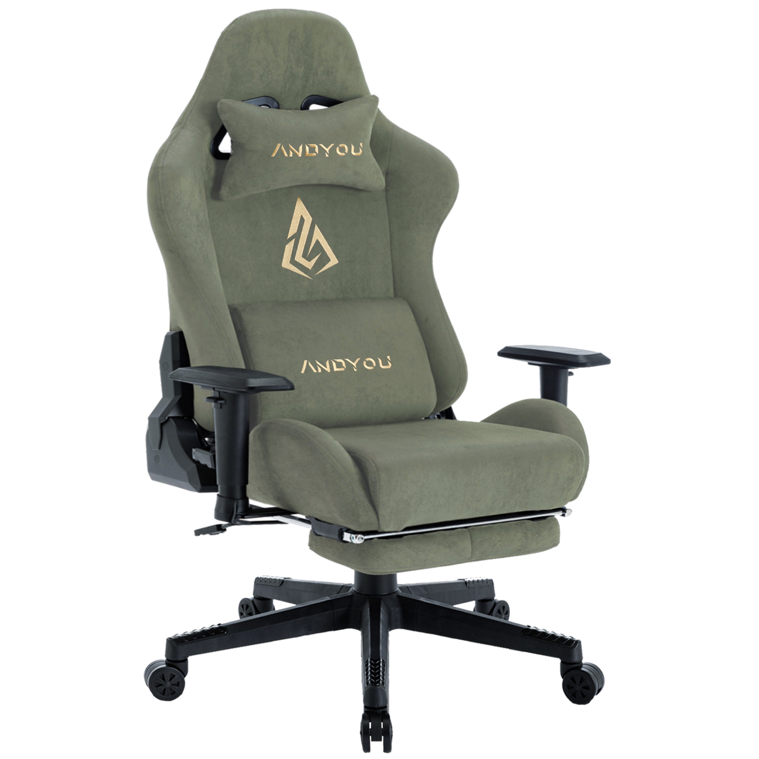 ANDYOU (Upgraded from SYMINO): Green Premium Breathable Ergonomic Gaming Chair - Adjustable, Rotating, with Footrest