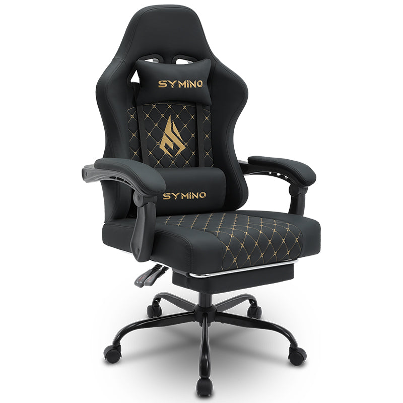 SYMINO Ergonomic PU Leather Racing Style Gaming Chair - Comfortable and Adjustable, Grey