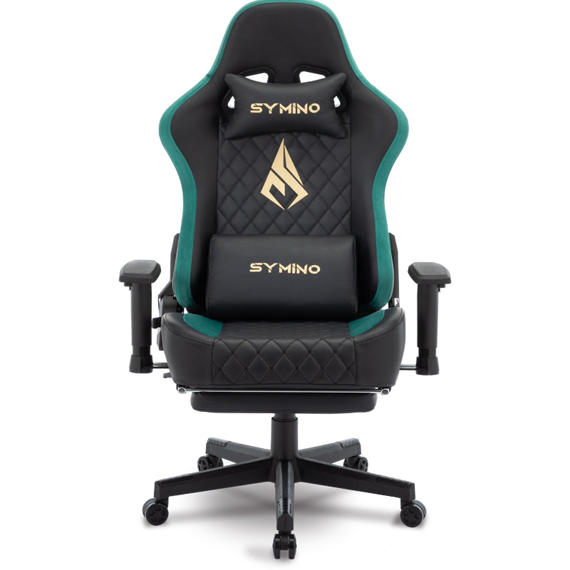 SYMINO Ergonomic Gaming Chair, PU Leather - Black, Retro-Style