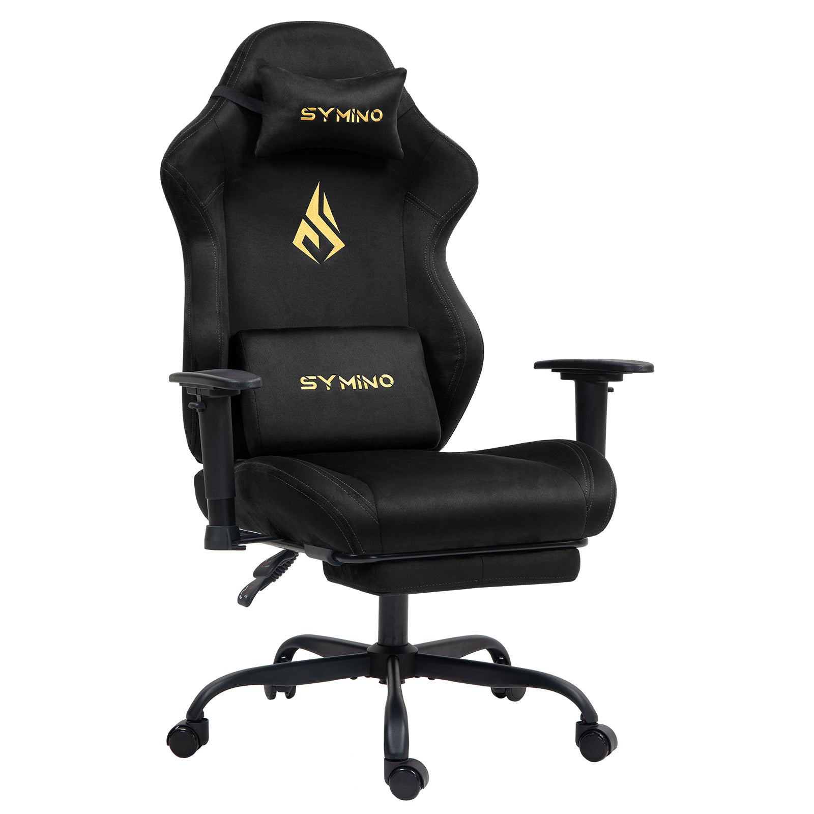 SYMINO Ergonomic Gaming Chair with Footrest, Breathable and Adjustable, Black