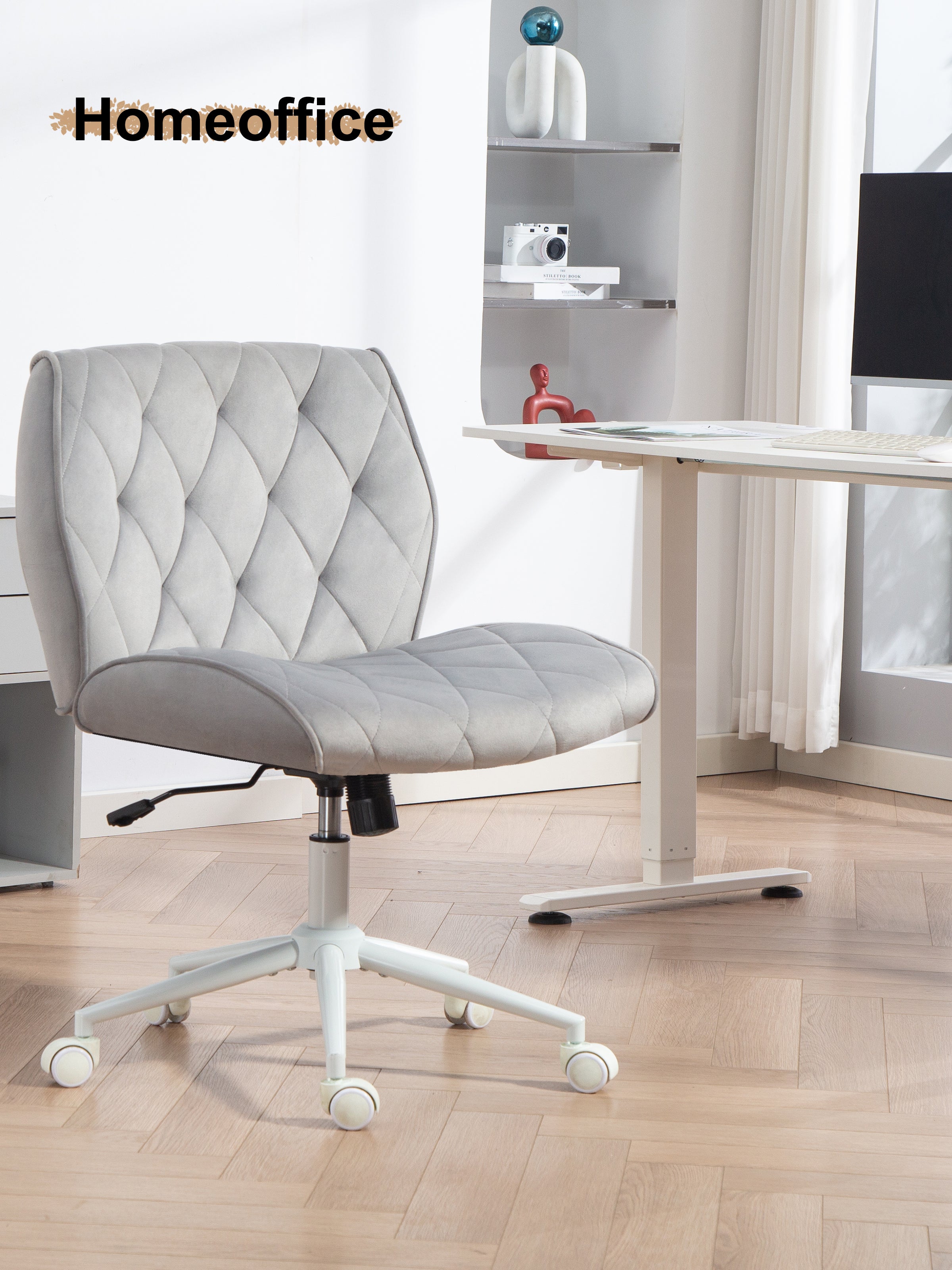 SYMINO Adjustable Makeup Vanity Chair – Suede-Feel Comfort, Ergonomic Design & Multiple Sizes for a Perfect Fit