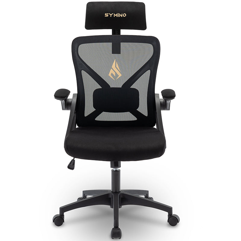 SYMINO Faux Fur+ Mesh Office Chair , rotating rocker function.Black