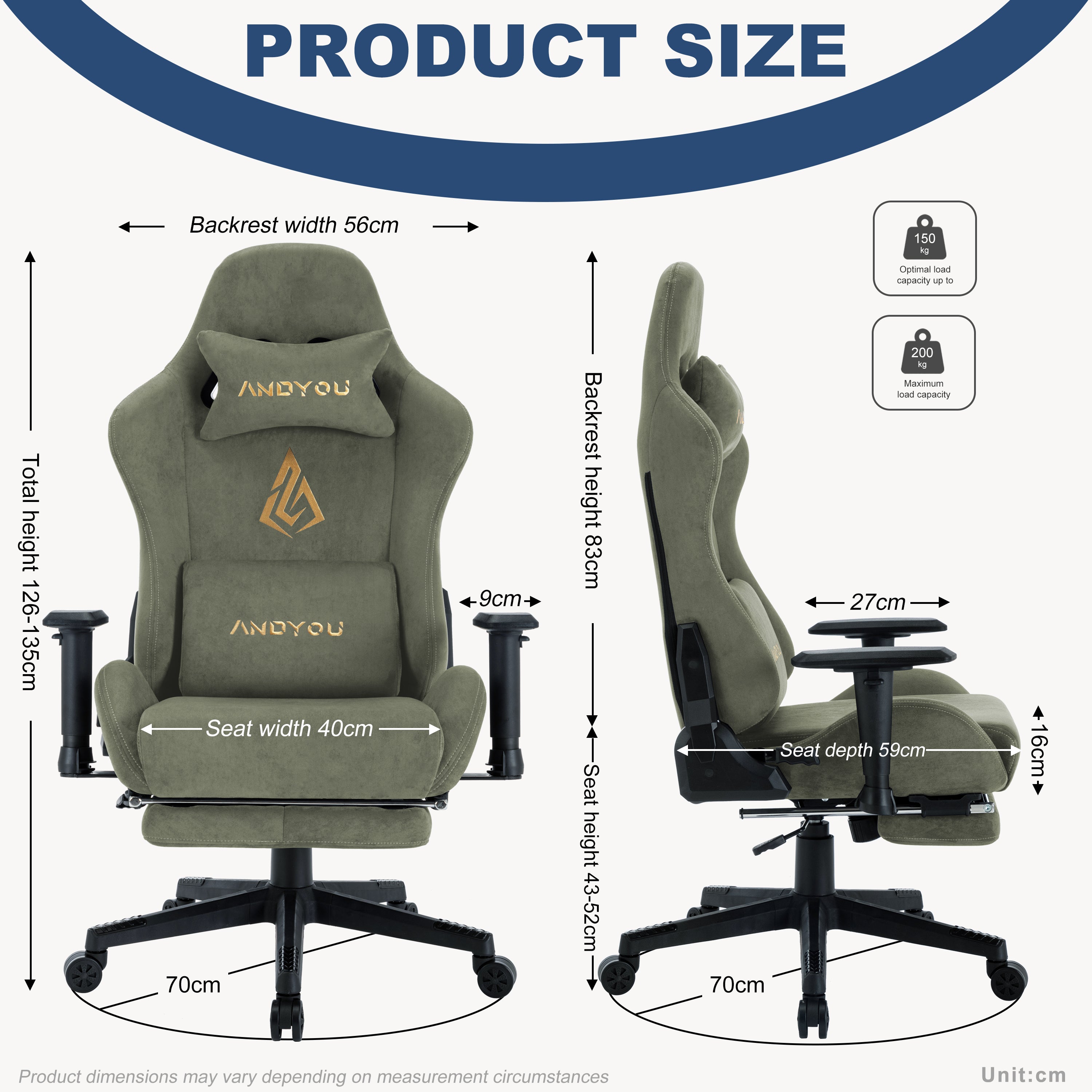 ANDYOU (Upgraded from SYMINO): Green Premium Breathable Ergonomic Gaming Chair - Adjustable, Rotating, with Footrest