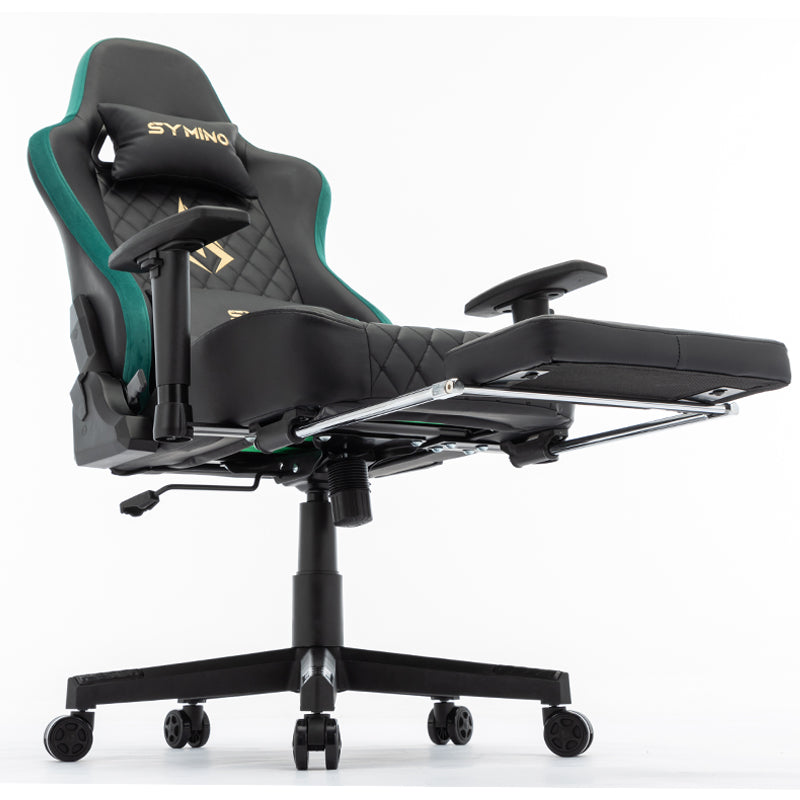 SYMINO Ergonomic Gaming Chair, PU Leather - Black, Retro-Style