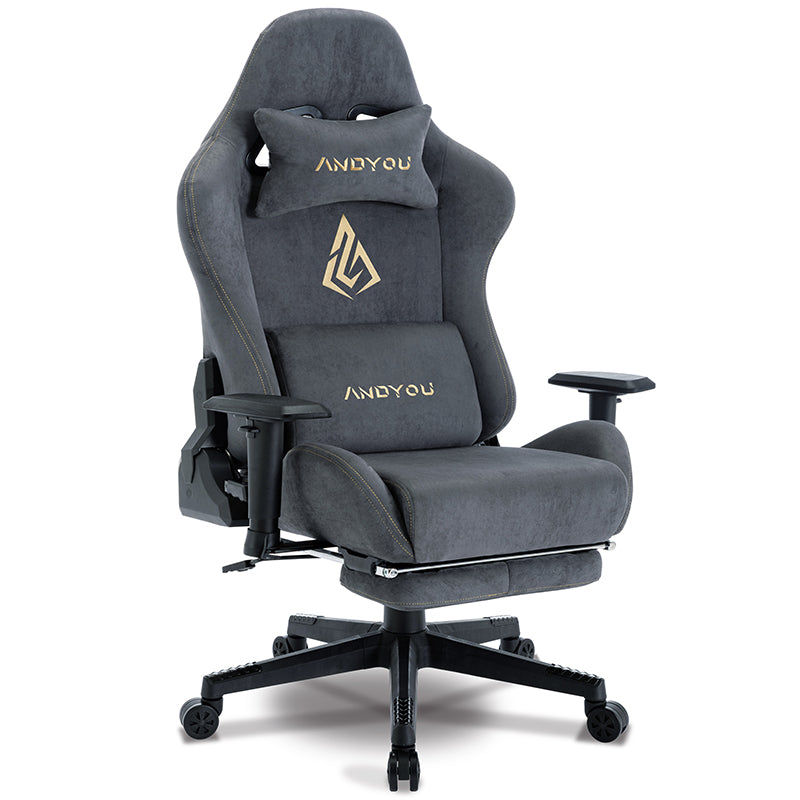 ANDYOU (Upgraded from SYMINO): Grey Premium Breathable Ergonomic Gaming Chair - Adjustable, Rotating, with Footrest