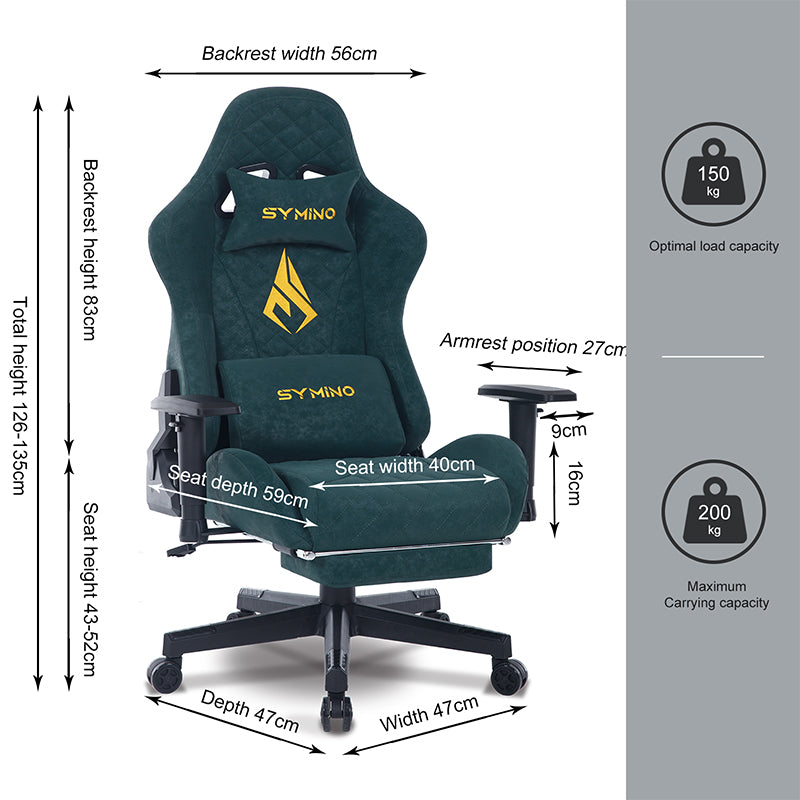 SYMINO Vintage PU Leather  Ergonomic Gaming Chair.Green