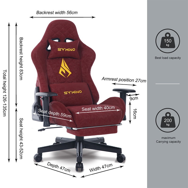 SYMINO Vintage PU Leather  Ergonomic Gaming Chair.Red