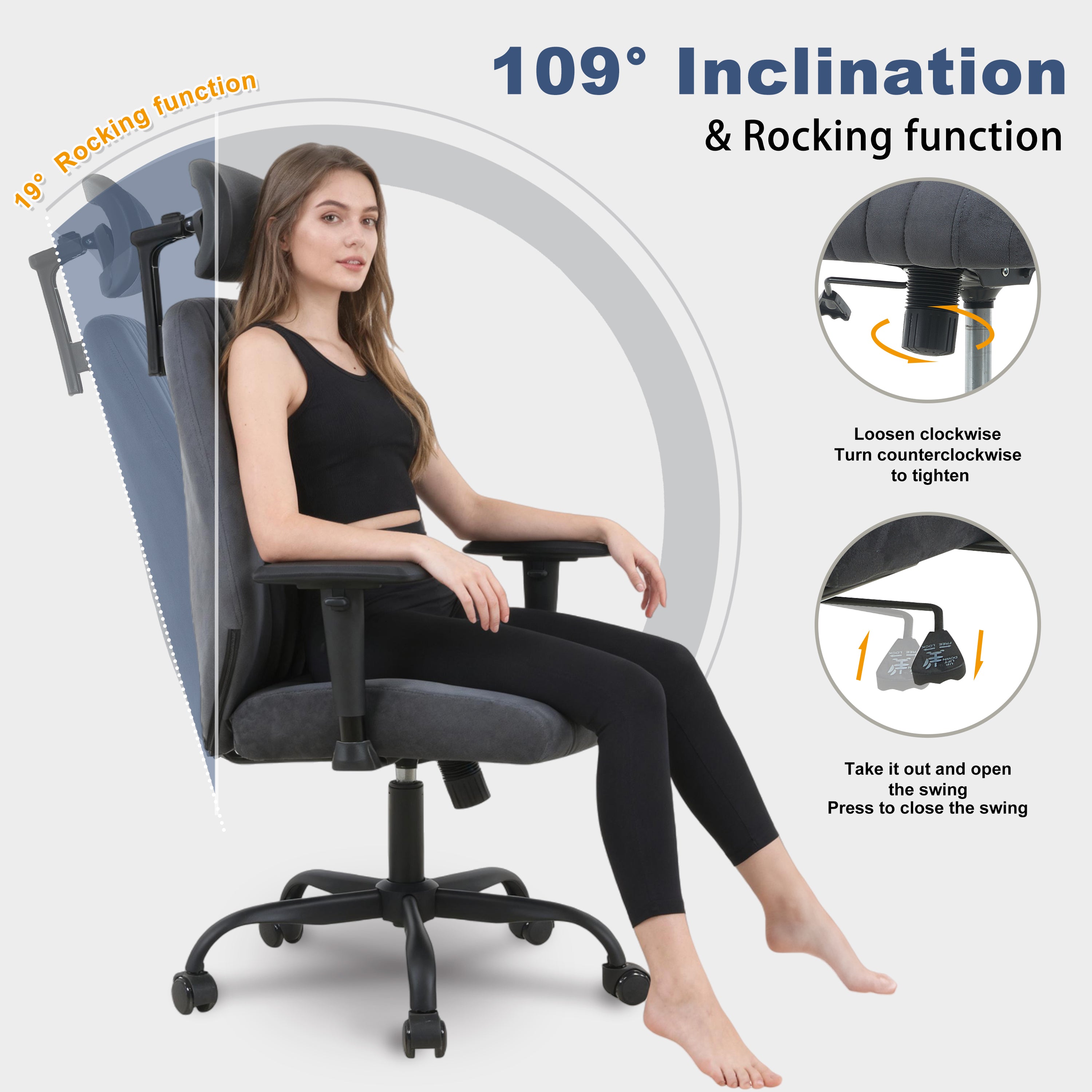 Symino Gaming Office Chair | Rocking, Adjustable Height, Swivel Seat, 150KG Capacity