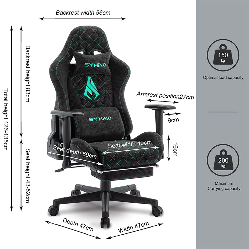 SYMINO Vintage PU Leather  Ergonomic Gaming Chair.Black