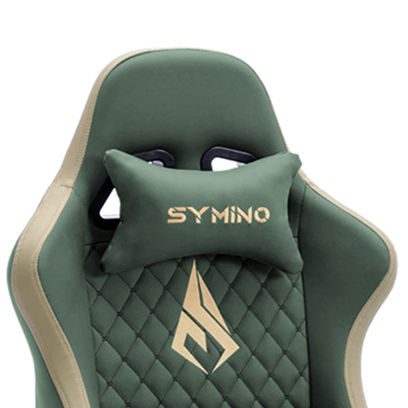 SYMINO Ergonomic Gaming Chair, PU Leather - Green, Retro-Style