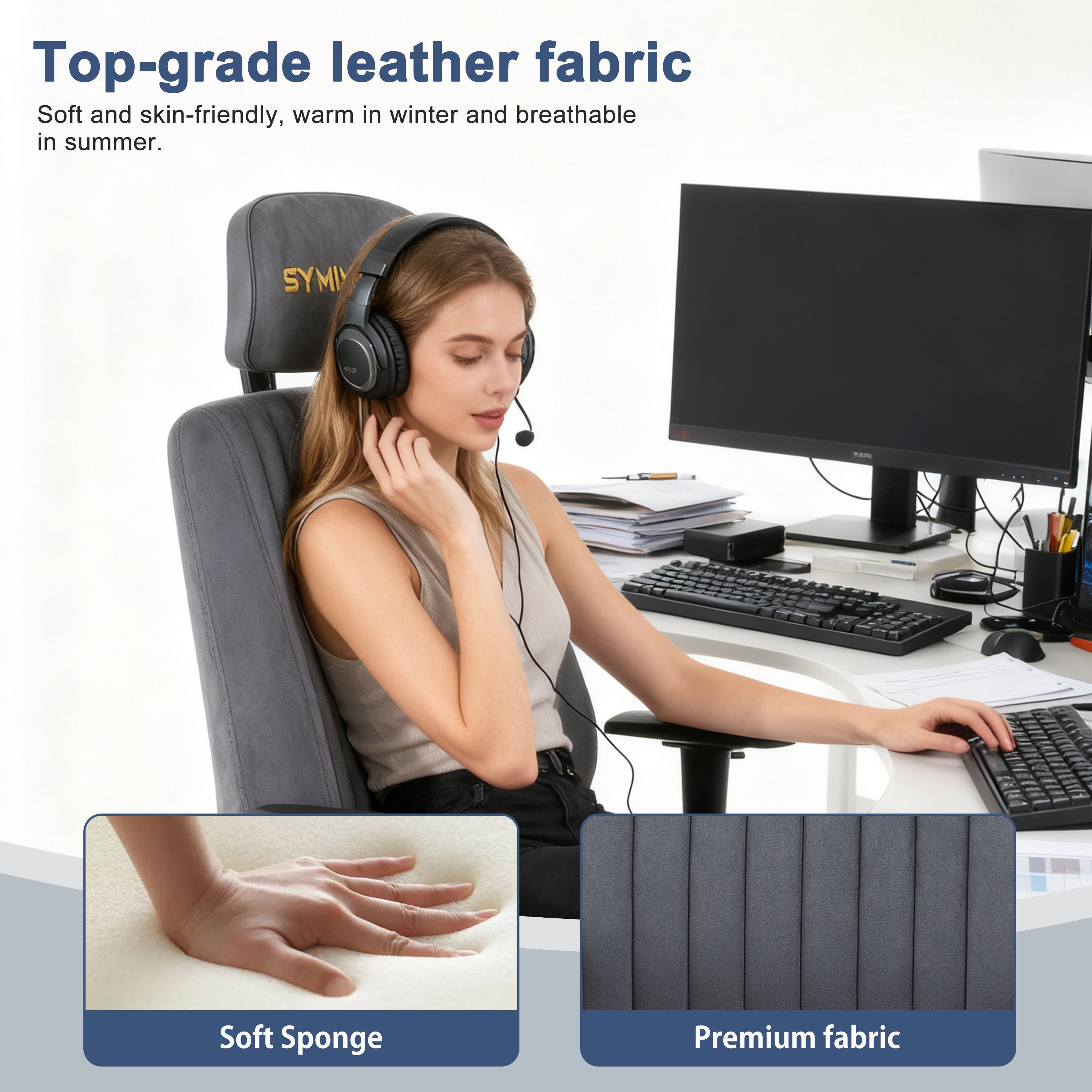Symino Gaming Office Chair | Rocking, Adjustable Height, Swivel Seat, 150KG Capacity
