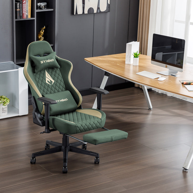 SYMINO Ergonomic Gaming Chair, PU Leather - Green, Retro-Style