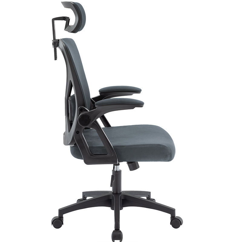 SYMINO Faux Fur+ Mesh Office Chair,rotating rocker function.Grey