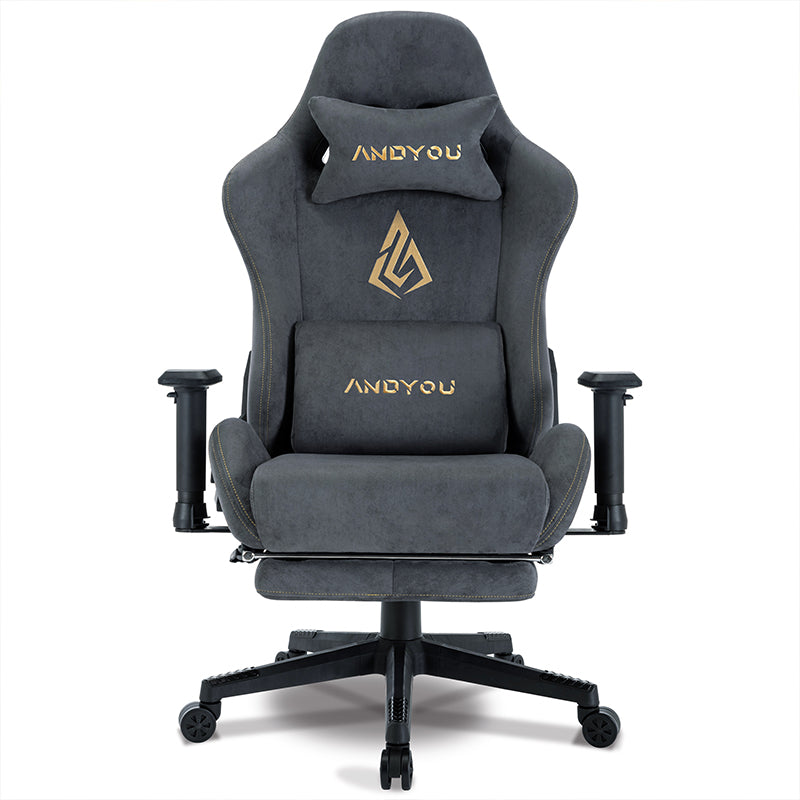 ANDYOU (Upgraded from SYMINO): Grey Premium Breathable Ergonomic Gaming Chair - Adjustable, Rotating, with Footrest