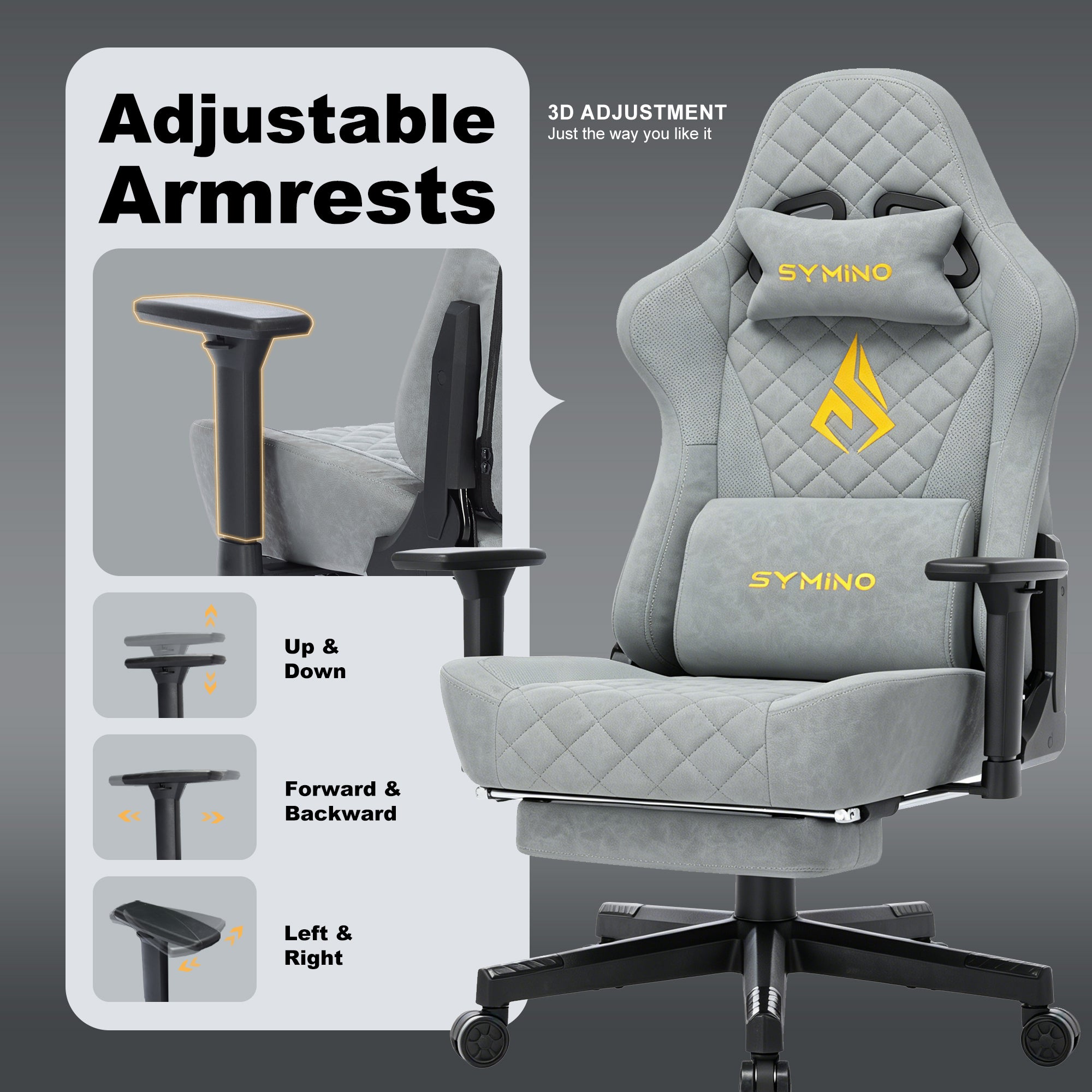 SYMINO Vintage PU Leather  Ergonomic Gaming Chair.Grey