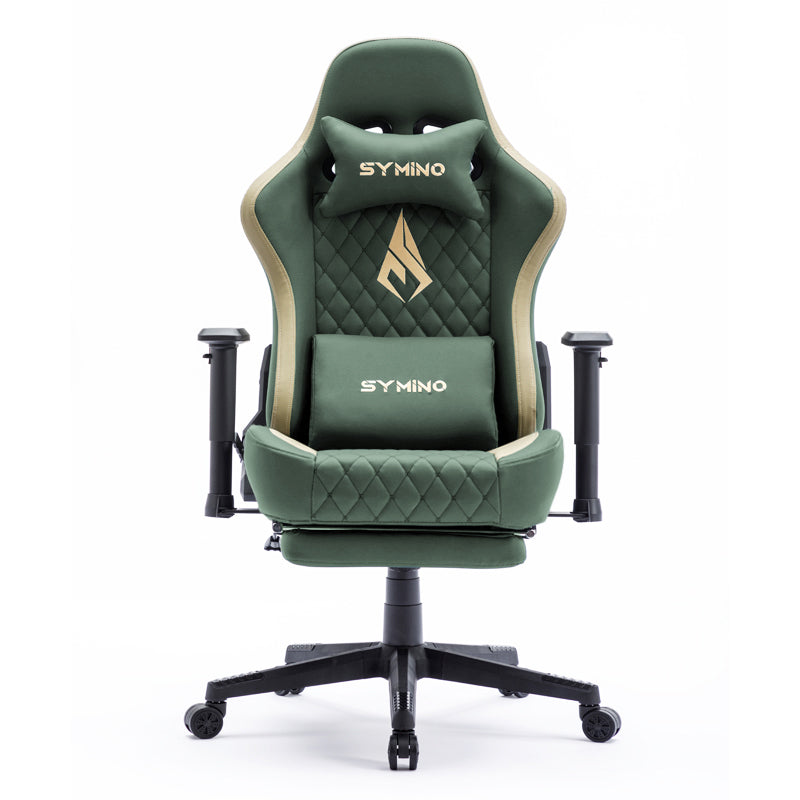 SYMINO Ergonomic Gaming Chair, PU Leather - Green, Retro-Style