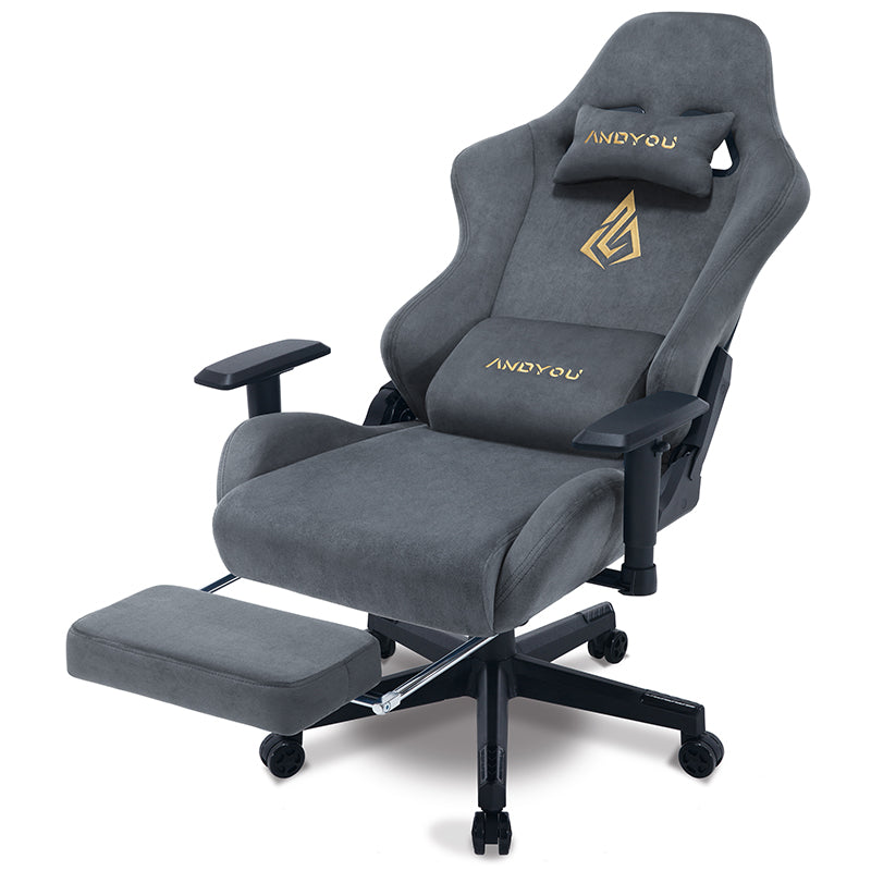 ANDYOU (Upgraded from SYMINO): Grey Premium Breathable Ergonomic Gaming Chair - Adjustable, Rotating, with Footrest