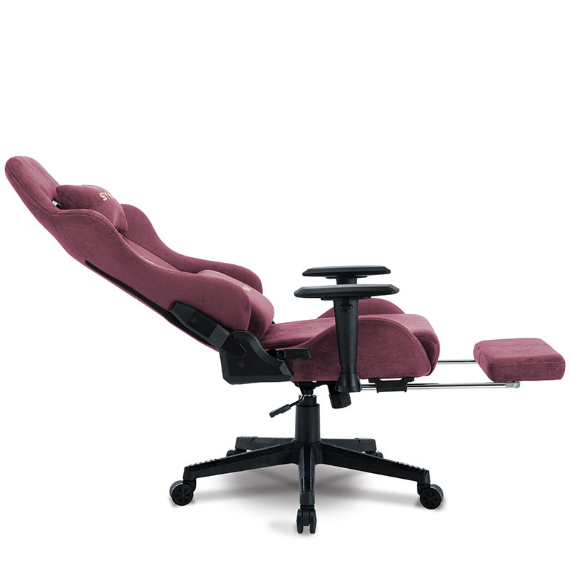 SYMINO Breathable Gaming Chair with Footrest, Adjustable and Rotating, Red