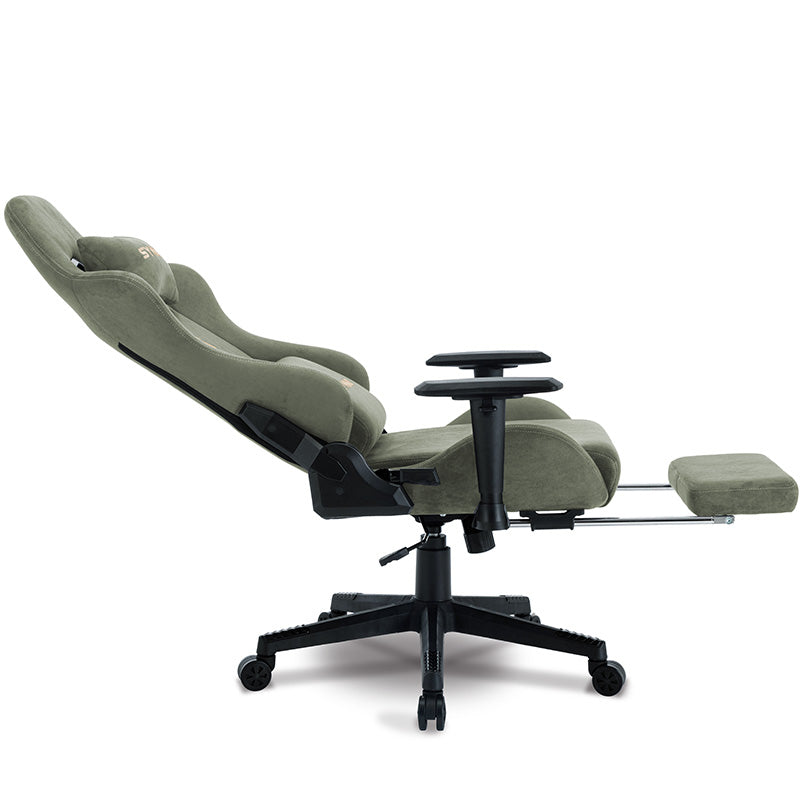 SYMINO Breathable Gaming Chair with Footrest, Adjustable and Rotating, Green