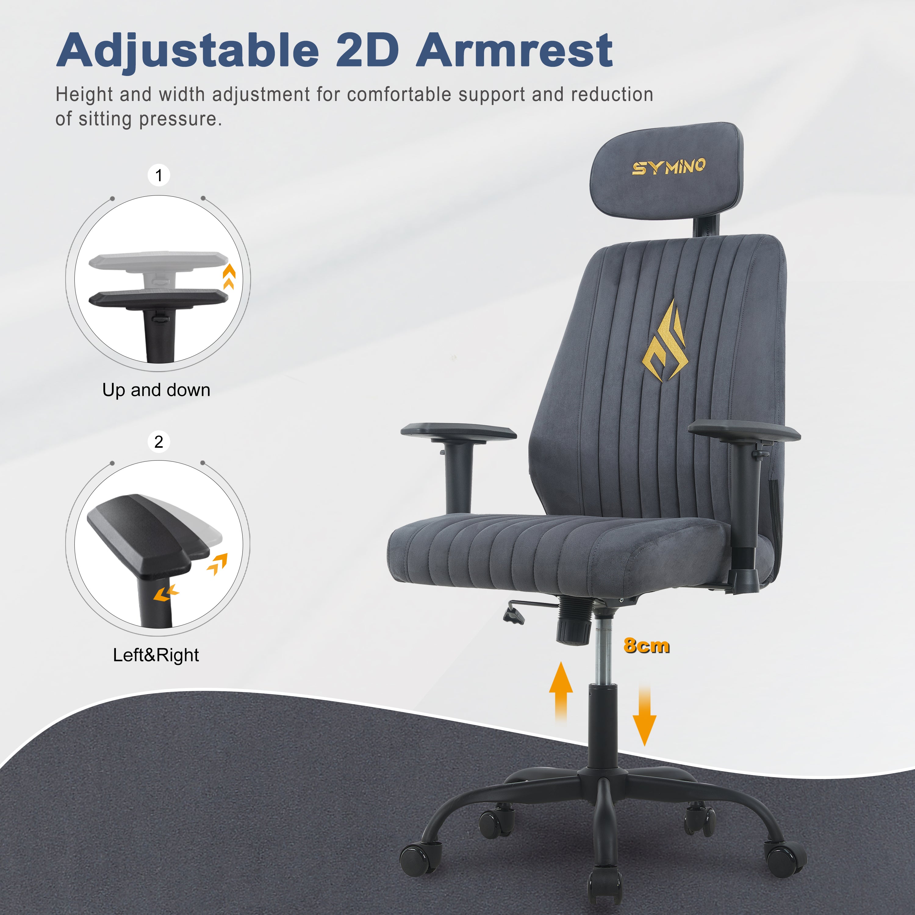 Symino Gaming Office Chair | Rocking, Adjustable Height, Swivel Seat, 150KG Capacity