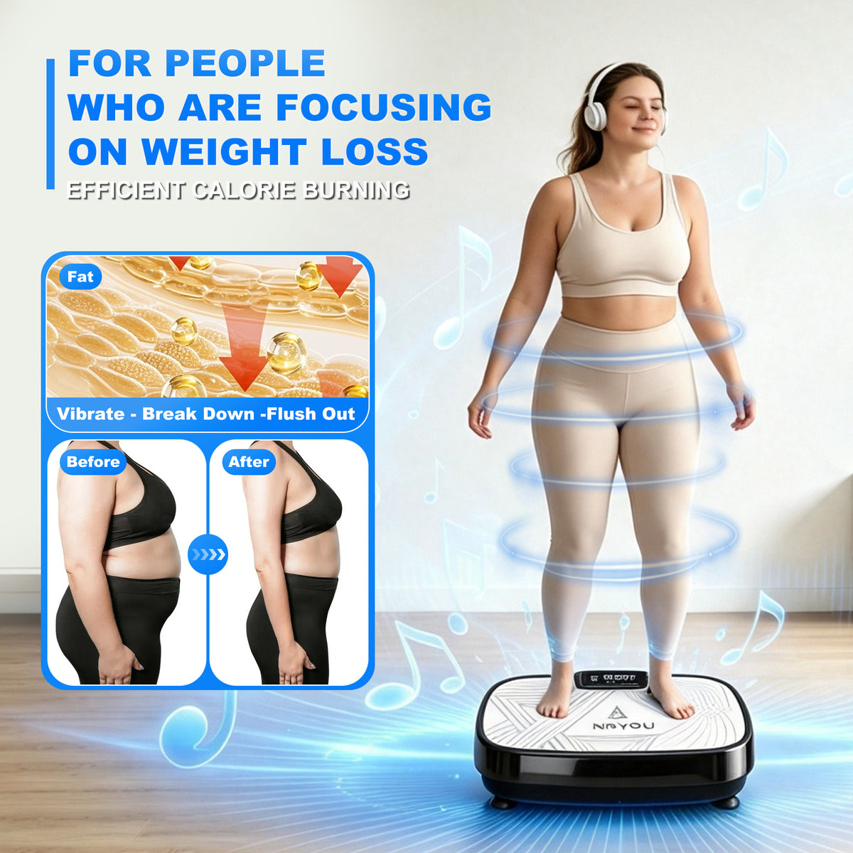 Vibration Plate Weight Loss Machine – 150 Levels Vibration Fitness Trainer with Bluetooth Music, Resistance Bands & Remote – Home Gym Body Shaper for Women & Men